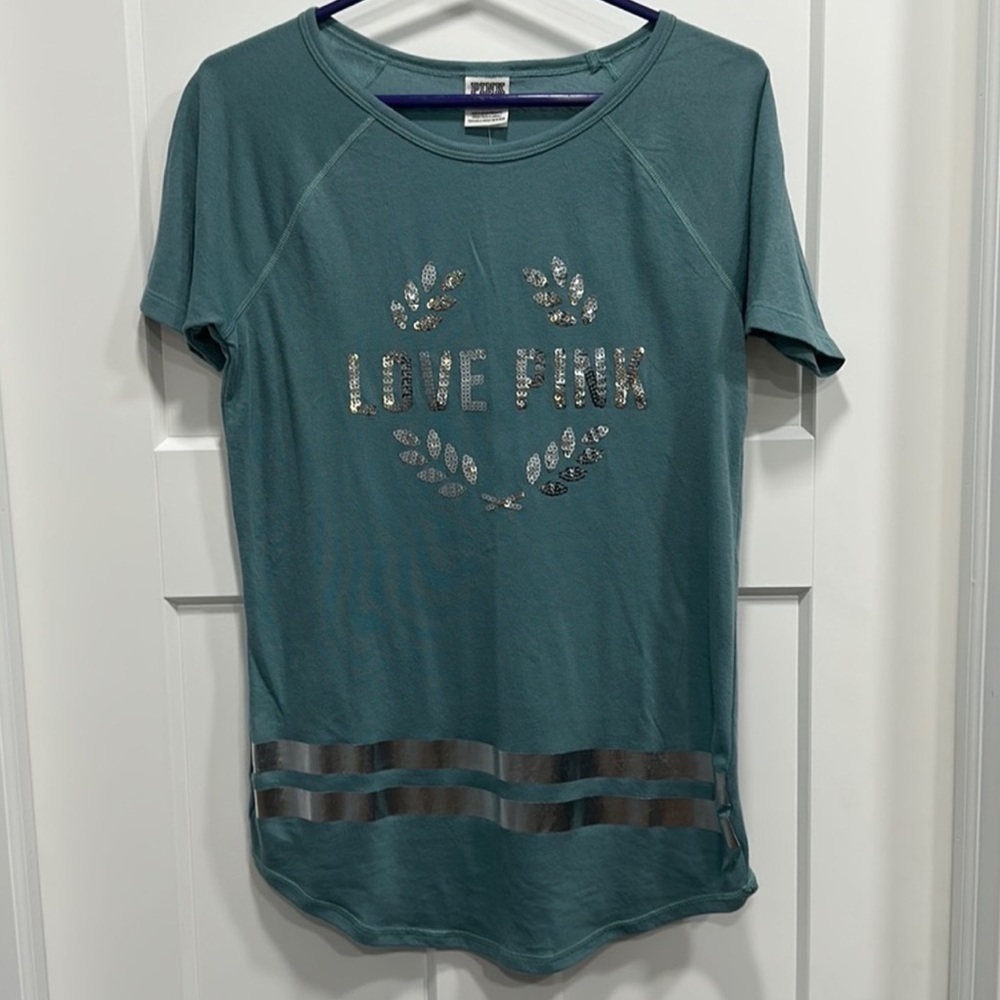 VS PINK Short Sleeve Top With Silver Bling XS